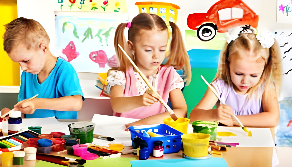 Kids painting.